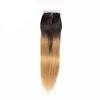 Peruanische menschliche Haarprodukte 1B/27 Zwei Töne Farbe Jungfrau 10-28inch 1B 27 Straight Bündel mit 4x4 Spitzenverschluss JJ7g