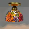 8 인치 현대 크리 에이 티브 천장 조명 유럽 바로크 예술 티파니 램프 꽃 조명 홈 장식 매달려 천장 램프