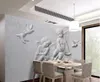 Papel de parede clássico para paredes 3D em relevo pequeno anjo voando pombo fundo parede pintura decorativa
