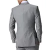 2019 Новые серые свадебные смокинги Slim Fit Groom Костюмы с боковой вентиляцией на заказ Groomsmen Пром костюмы для вечеринок (куртка + брюки + жилет) на заказ