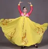 Korean women's stage national performance celebrate group dance costume chiffon sleeve 3 color long dress good quality unique clothing