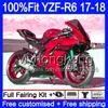 Kit iniezione per YAMAHA YZF600 YZF R6 YZF 600 YZF-R6 17 18 248HM.23 YZF R 6 YZF-600 YZFR6 2017 2018 Corpo carenatura completa rosso lucido + 7 regali