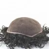 Toupee riccio per uomo Tutti i capelli umani in pizzo francese Sistemi di sostituzione Toupee per uomo Capelli Remy 20mm Onda piena in pizzo Parrucchino da uomo3020249