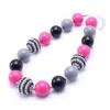 Hot Pink+Grey Color Kid Chunky Bead Necklace Fashion Toddlers Girls Bubblegum Bead Chunky Necklace Jewelry Gift For Children
