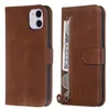 حالات هاتف محفظة سستة لـ iPhone 14 13 12 11 Pro XR XS Max 7 8 Plus - Calfskin Pu Leather Flip Cover Cover مع محفظة العملة المعدنية