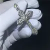 Luxury Big Cross pendant With necklace 925 Sterling silver 5A zircon Cz Party wedding Pendants for women men Jewelry