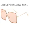 Wholesale Of 2020 New Large Metal Frame Conjoined Sunglasses Women's European And American Trend jelly Color Sunglasses Square Marine Specta