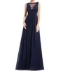 Dark Navy Chiffon Long Bridesmaid Dresses