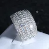 Męskie symulowane diamentowe pierścienie zaręczynowe biżuteria moda cyrkon srebrny obrączki do kobiet