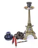 Paris Tower Shaped Hookah Set Acrylic Metal Double Hose Glass Water Tobacco Pipes Shisha Smoking Filter Arabian Oil Rigs Accessories