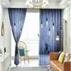 blue 3d curtains Simple curtains bedroom living room cold and windproof thickening blackout curtains