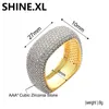 Hip Hop Mes Ringar Två Tone Plated Micro Paved Zircon Charm Finger Ringar Storlek 7-12 Drop Shipping