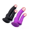 Dubbele penetratie vibrators penis dildo vibrator voor vrouw volwassen vagina massager seksspeeltjes J2208