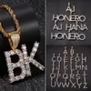 Guld Vit Guldpläterad Bling Diamant English Initial A-Z Brev Beställningsnamn Hängsmycke Halsband Hip Hop Rapper Smycken DIY Namn Födelsedaggåvor