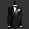 Mens Suits Black Groom Wedding Tuxedos sjal Lapel Slim Fit Brudgum Formell slitage B￤sta m￤n kostym f￶r br￶llopsjacka och byxor