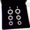 Wholesale-r glittering ! ins trendy fashion designer luxury diamond zircon multi circles stud dangle chandelier earrings for woman girls