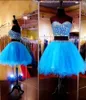 Two Pieces Knee Length Prom Dresses Tulle Sweetheart Neckline With Applique Beads Short A-line Lace Up Cocktail Dresses HY1482