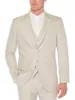 Brand New Beige Classic Style Two Button Groom Tuxedos Notch Lapel Groomsmen Bästa Man Blazer Mens Bröllopsdukar (Jacka + Byxor + Vest)