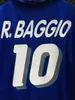 1994 إيطاليا روبرتو باجيو جيرسي مع Lextral رقم 10 قميص R.BAGGIO كرة القدم 1994 الرئيسية الزرقاء بعيدا الأبيض ايطاليا الكلاسيكية خمر كالتشيو MAGLIA