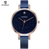 Ruimas Simple Analog Dress Women's Watches Rostfritt stål Mesh Strap Quartz handledsklockor Lady Watch196r