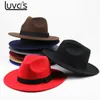 New Wool Boater Flat Top Hat For Women's Felt Wide Brim Fedora Hat Laday Prok Pie Chapeu de Feltro Bowler Gambler Top