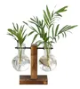 Terrarium Hydroponic Plant Vases Vintage Flower Pot Transparent Vase Wooden Frame Glass Tabletop Plants Home Bonsai Decor3564039