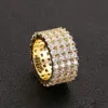 Rij Tennisring Koper Goud Zilver Kleur Kubieke Zirkoon Iced Out Ringen Hiphop Sieraden6050789