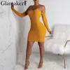 Glamake Sexy Gebreide Off Schouder Bodycon Jurk Vrouwen Backless Lace Up Mini Jurk Elegante Vrouwelijke Zomer Party Club Jurk vestido Y246l