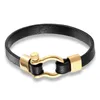 Einfache Anker Leder Armbänder Männer Frauen Schwarz Silber Gold Edelstahl Fesseln Verschluss Armreif homme Armband Paar Schmuck2848