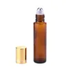 Wholesale 15ml Amber Glass Roll On Empty Perfume Bottle For Essential Oil With Stainless Steel Roller Ball And Gold Silver Black Caps