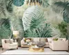 3d Modern Duvar kağıdı Nordic Tropikal Bitki Muz Yaprak Modern Basit Salon Yatak odası Wallcovering HD Duvar Kağıdı