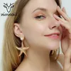 Mode- Gouden Legering Shell Pearl Oorbellen Exaggering Starfish Dangle Earring voor vrouwen