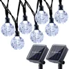 Luzes de cordas solares de globo, 20 pés 30 LEDs solares LEDs, à prova d'água 8 modos iluminação de bola de cristal para pátio, gramado, jardim, casamento, festa