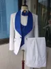 Alta Qualidade Um Botão Branco Groom Lateral Do Lado TuxeDos Xaile Homens Homens Ternos 3 Peças Casamento / Prom / Jantar Blazer (Jacket + Calças + Vest + Gravata) W459