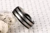 Moda tit￢nio anel de tit￢nia desenhada ￠ m￣o Pure Solid Black Silver Wedding Mulher Men's Ring Largura de 8 mm de j￳ias