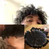 Tam Dantel Afro Dalga Saç Peruk Gevşek Kıvırcık Dalga Erkekler Peruk Yedek Sistemleri 8x10 Siyah Erkekler Için Siyah Gevşek Curl İnsan Saç Peruk