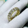 Enkla modesmycken 925 Sterling Silvergold Fill Oval Cut White Topaz Cz Diamond Eternity Women Party Wedding Engagement Band 7247217