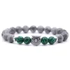 Bracelet à breloques hibou en alliage plaqué argent antique avec lien de perles en pierre naturelle multicolore pour hommes et femmes