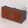 legno pelle multi-funzione scrivania cancelleria organizzatore penna portamatite scatola portaoggetti contenitore nero A259