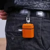 Couro Resistência queda Vegan Bag Bolsa de armazenamento para AIRPod sem fio fone de ouvido anti-choque Estojo Cubra com cordão pulseira Carabiner