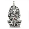 20 stks Alloy Religie Thailand Ganesha Boeddha Olifant Charms Antiek Zilver Charms Hanger voor Ketting Sieraden Maken Bevindingen 62x32mm