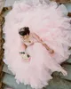 Rose luxueux perles cristaux Quinceanera robes de bal Sexy Spaghetti niveaux Organza robe de bal soirée douce 16 robe SY21