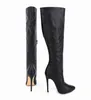 Hot Sale-9 Colors Autumn Winter New Leather Pointed Toes Thin Heels Women Knee Boots Western Fashion Boots Size 4-11