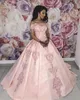 2024 New Arrival Pink Quinceanera Dresses Bateau Cap Sleeves Lace Appliques Beads Ball Puffy Sweet 16 Plus Size Party Prom Evening Gown 403