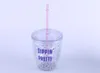 The latest creative all-purpose beverage Drinkware, round solid color straws, environmental protection with sequins, double-layer plastic YE cup