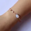 Grossist-rose guld silverpläterad ojämn formad månsten cz armband kedja charm mode woomen hand smycken