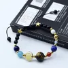 5 pcs Natural Pedra Beads Galaxy Planets Sistema Solar Pulseira Bangle Mulheres Acessórios De Jóias Presentes