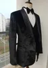Nouvelle flanelle avec motif Tuxedos de marié châle revers hommes costumes d'affaires mariage bal dîner 3 pièces blazer épais (veste + pantalon + gilet + nœud papillon) W518