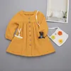 Ins Simple Design girls Kids Clothes Dress Spring Fall Solid Color Long Sleeve Children dresses Soft girls Clothing