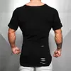Designer Cotton Men's T-shirt Vintage Ripped Hole T-shirt Men mode casual Top Tee Men hip Hop Activewears Fitness Tshirt M273L